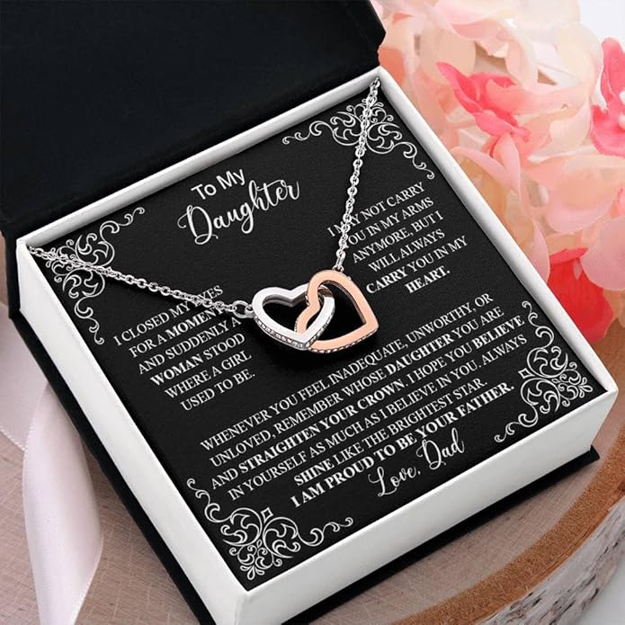 To My Daughter Gift Necklace From Dad or Mom - Badass Daughter Jewelry With Heartfelt Message & Elegant Box