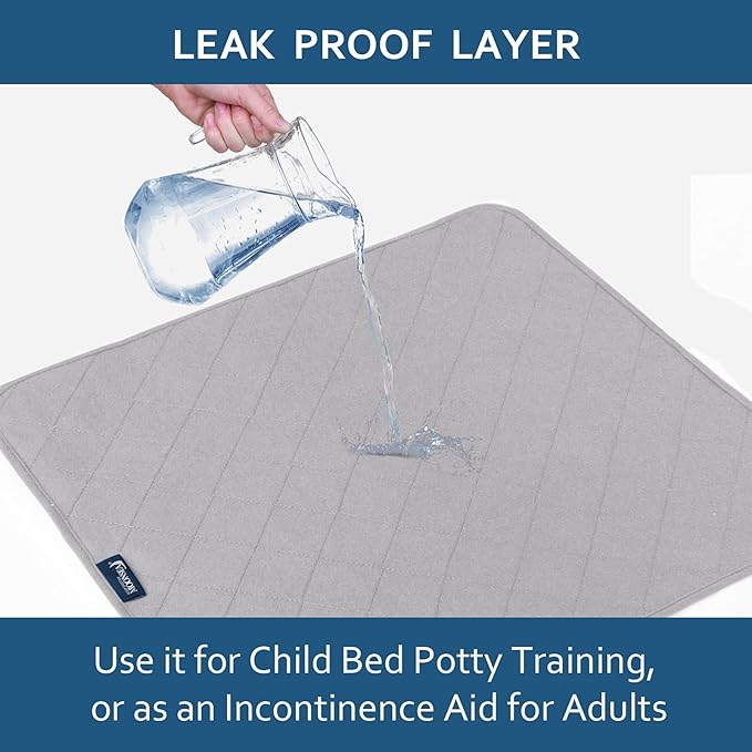 Waterproof Incontinence Chair Pads, 22" x 21" Wheelchair Reusable Seat Pads Cover, Washable Nursery Seat Protector, 4 Pack Gray