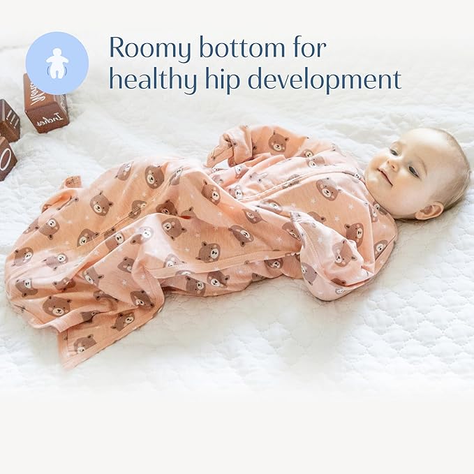 SleepingBaby Zipadee-Zip Transition Swaddle - Cozy Baby Swaddle Blanket with Zipper Convenience - Roomy Wearable Blanket for Easy Diaper Changes - Cozy Cub, X-Small (3-6 Month)