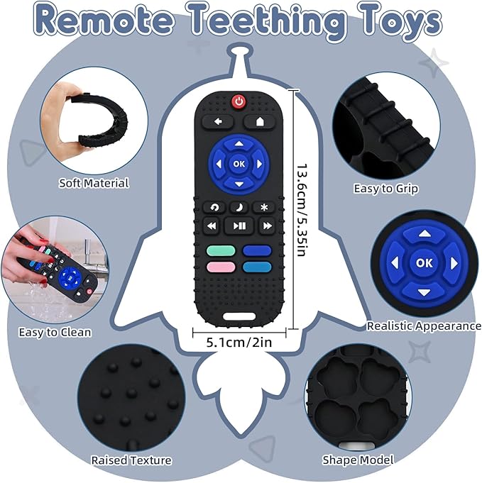 AituiTui Sensory Montessori Baby Teething Teether, Silicone Remote Control Toddler Travel Toys for 3-12 Months, Educational Learning Toys for Infant Newborn Boy Girl Birthday Gifts