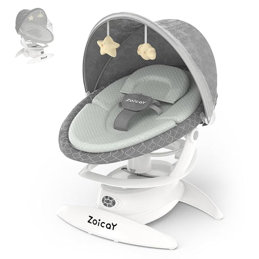 3-in-1 Baby Swing for Infants with Motion Detection, Electric Baby Swing with 3 Swing Modes, 12 Lullabies & 5-Speeds & Removable Swing Seat, BT Enabled & 360°Rotating Seat and Manual Remote, Gray