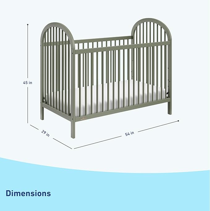Graco Olivia Convertible Crib and Graco Premium Foam Crib & Toddler Bed Mattress Bundle (Olive) – GREENGUARD Gold Certified, Standard Crib Mattress, Baby Crib Converts to Toddler Bed & Daybed