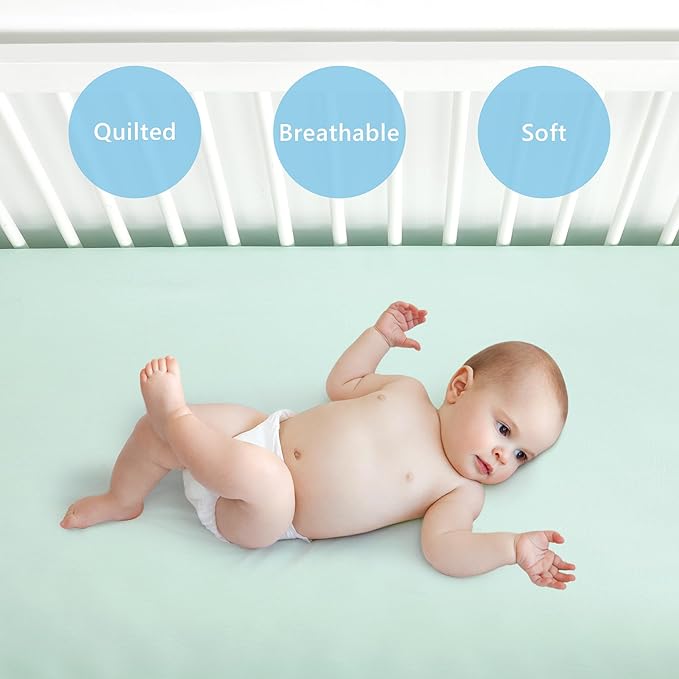 TILLYOU Baby Crib Sheets for Boys Girls, Super Soft Toddler Bed Sheets, 2 Pack Sheets for Standard Crib Mattress 28x52in, Navy Whale and Light Green