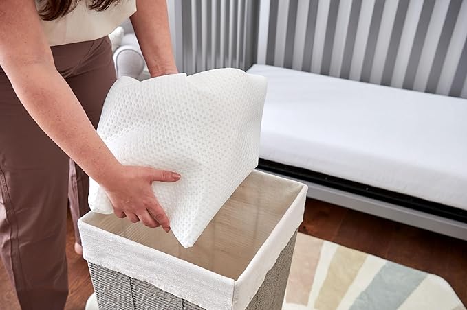 Lullaby Earth Breathe Safe Air Breathable Crib Mattress Pad, Removable Mattress Cover with Waterproof Layer for Baby and Toddler Beds, Standard Crib Size White