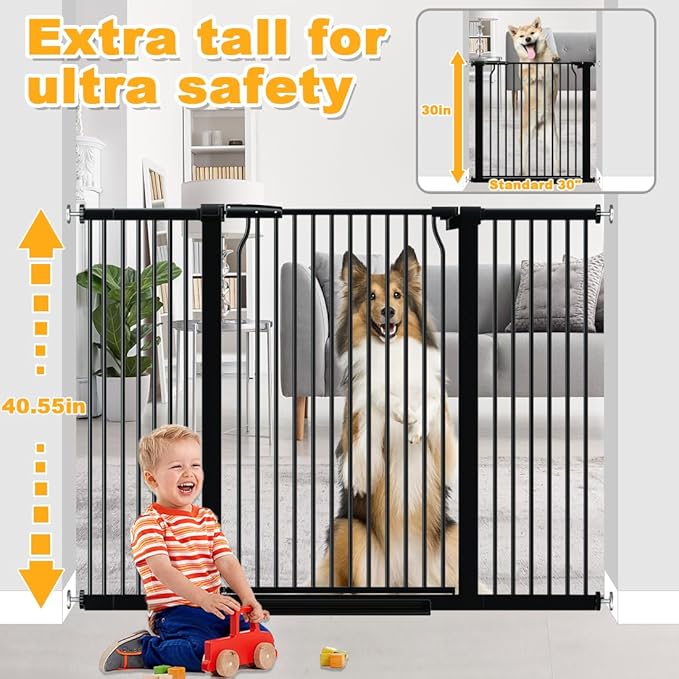 40.5" Tall Baby Gate 29.5-32.6" Wide No Drilling Tall Pet Gate Cat Gate Extra Wide Baby Gate Safety,Extra Narrow Auto-Close for Indoor Stairs, Doorways, and Kitchen