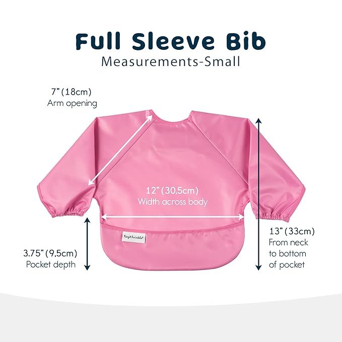 Tiny Twinkle Mess Proof Baby Bibs, 2pk Waterproof Smock Baby Bibs for Eating, Machine Washable Long Sleeve Bibs, Baby Led Weaning, Toddler Bibs, BLW Supplies (Sweet Treat, Small 6-24 Months)