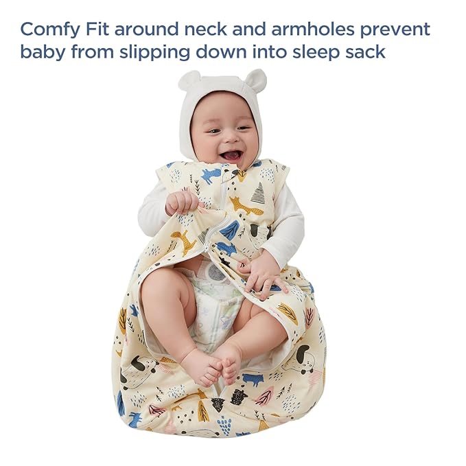 Duomiaomiao 1.5 TOG Baby Sleep Sack 100% Cotton Four Season Baby Wearable Blanket, Breathable Comfy Newborn Sleeping Sack