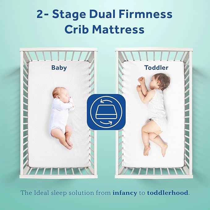 Sealy Baby Airy Night Diamond Breathable Crib Mattress, Made in USA, GREENGUARD GOLD Certified, Supportive & Sustainable Mesh Surface, 2 Stage, Toddler Bed Fit, Safety & Quality Tested, 52x28"