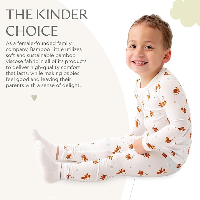Toddler Pajamas – 95% Bamboo Viscose, 5% Spandex – Soft, Breathable Long-Sleeve Pajama Set for Kids, Sleepwear, Imported