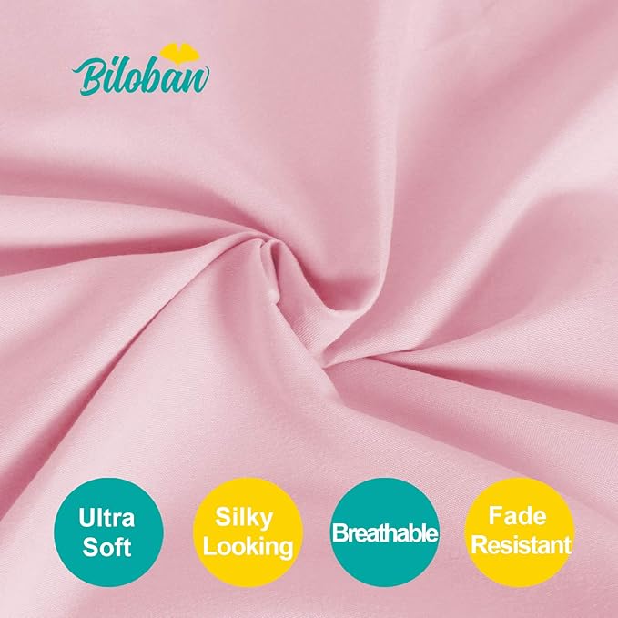 Biloban Crib Sheets Fitted, 2 Pack Crib Sheet Fits for Standard Crib Mattress, Neutral Toddler Bed Sheets Girl, White & Pink, 52”X 28”