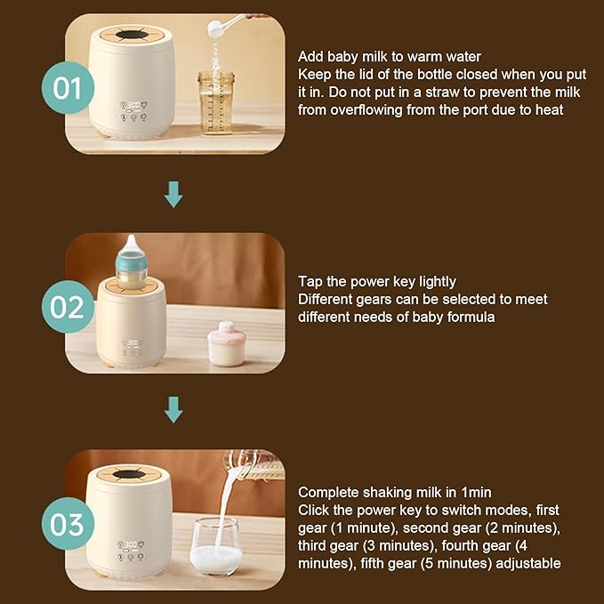 Electric Baby Formula Mixer Low Noise Automatic Infant Bottle Shaker 4 Mixing Modes Compatible with 50 to 75mm Bottles
