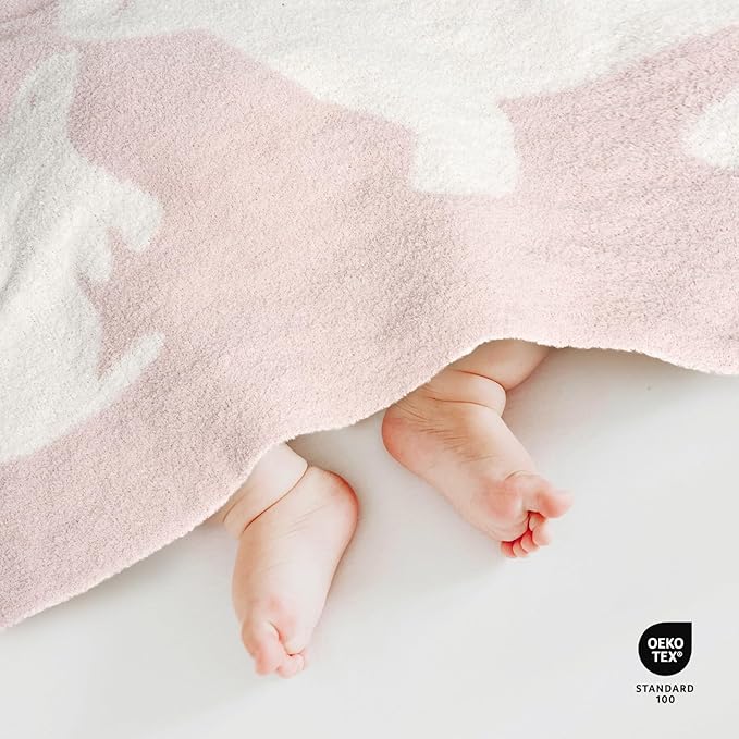 EVERGRACE Soft Plush Baby Blanket for Boys Girls with Print Animal Pattern, Fleece Fuzzy Toddler Nursery Blanket Lightweight Warm Cozy Throw Blanket for Baby Crib, Bed, Bunny, Crystal Pink, 50"x60"