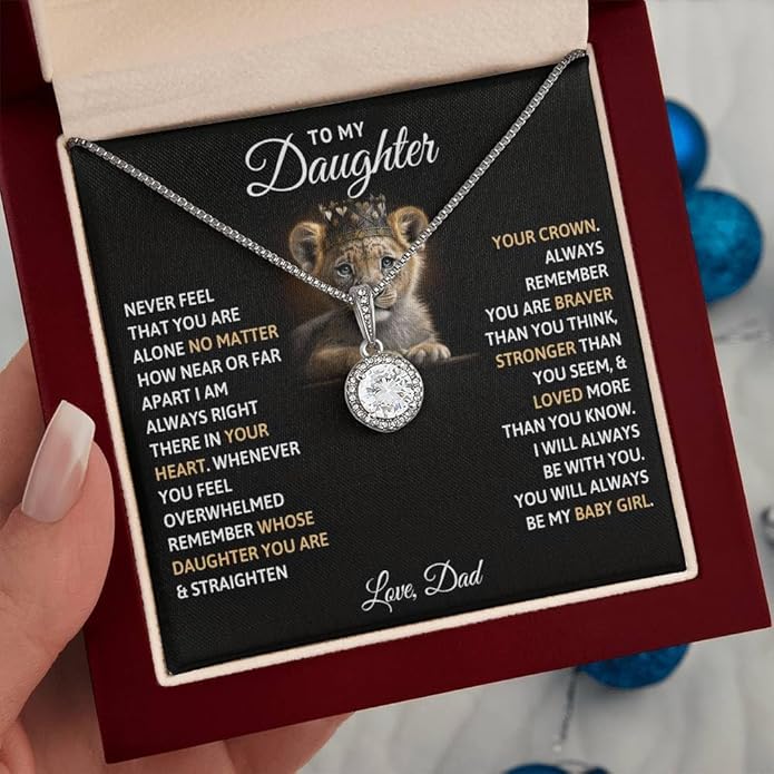 To My Beautiful Daughter Necklace from Mom & Dad | Cubic Zirconia Pendant with Heartfelt Message Card & Gift Box | Daughter Birthday, Graduation, Christmas Jewelry Gift from Parents