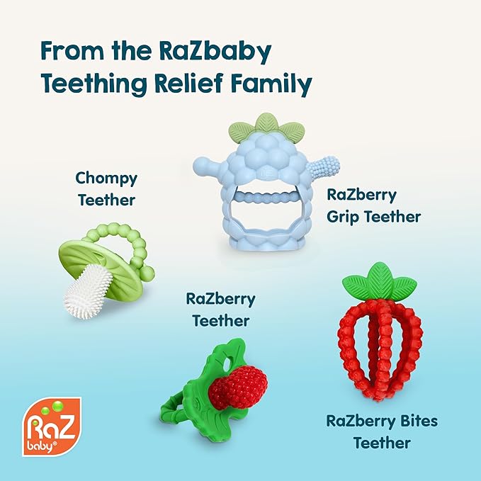 RaZbaby Chompy Grip Teether for Infant & Baby 3M+ Silicone Teething Toy with Suction Base and Multi-Texture Design for Teething Relief - Soothes Sore Gums & Easy-to-Hold Teether, BPA Free - Pink