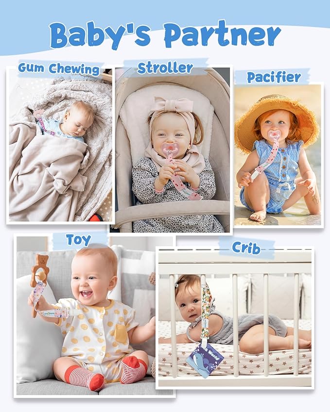 Babygoal Fruit Pacifier Clips, 8 Pack Binky Paci Holder Clips for Baby Boys and Girls Fits for Most Pacifier, Binkie Styles & Baby Teethers & Toys and Gift 8PS52-B