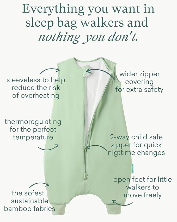 Supersoft Toddler Sleep Sack with Feet 1.0 TOG Premium Bamboo Viscose Sleep Bag Walker with Legs 12-18-24-2t-4t-5t