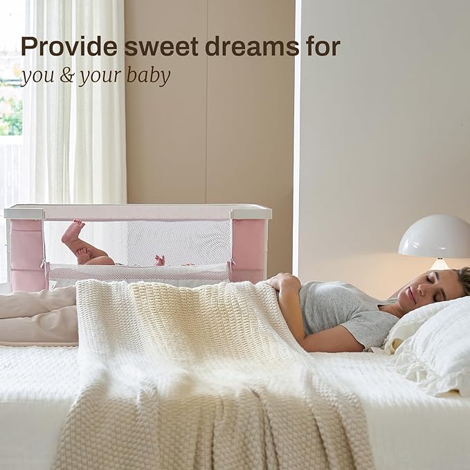 Electric Bassinet Baby Cradle 3 Rocking Motion, 3 in 1 Baby Bassinets for Newborn with 5 Heights Adjustable, Girl/boy Automatic Rolling Bedside Sleeper, Pink
