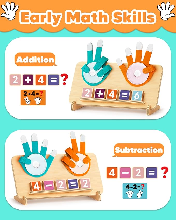 Number Counting Blocks Toys for Kids, Montessori Educational Toys for 3 4 5 Year Old Boys Girls Birthday Gifts, Toddler Preschool Learning Activities, Math Manipulatives Learning Counting Toy for 3-5