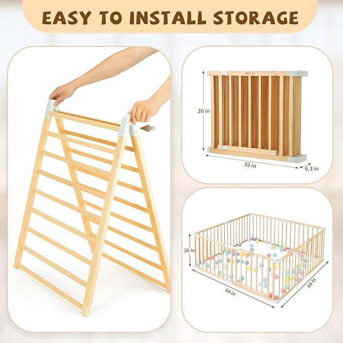 1PC Panel for Wooden Baby Playpen, Changeable & Expandable Wooden Play Fence Accessories, Large Wood Playpen Panel Safe Play Area Kids Activity Center Accessories