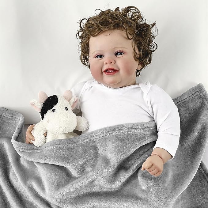 CREVENT Cozy Plush Baby Security Blanket, Loveys for Baby Girls and Boys, Birthday (Cow)