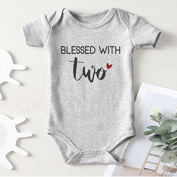 Prayed One Blessed Two Twin Outfits For Boy And Girl Newborn Twins Baby Items Must Haves bodysuit