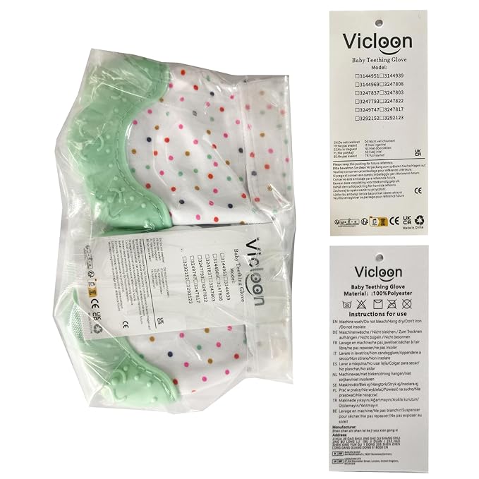 2Pack Silicone Teething Mitt, Soothing Infant Teething Mitten Pain Relief, Prevent Scratches Glove, Safe Silicone Teething Toys for 0-12 Months