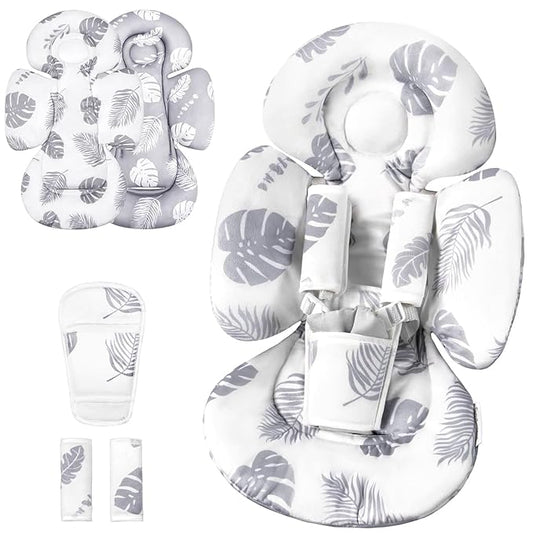 Generic Infant Car Seat Insert Compatible with Mamaroo Swing & Graco Swing and Infant Car Seat, Newborn Insert Baby Head Body Support, Reversible Design, Breathable Soft Fabric, 1Pcs - Grey Leaf
