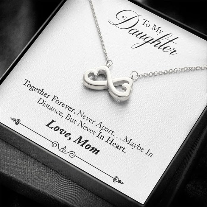 To My Beautiful Daughter Necklace from Mom & Dad | Cubic Zirconia Pendant with Heartfelt Message Card & Gift Box | Daughter Birthday, Graduation, Christmas Jewelry Gift from Parents