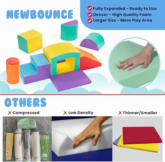 New Bounce Toddler Climbing Toys - Soft Play Set for Kids - Foam Climbing Blocks - Safe Soft Gym Equipment - Great for All Ages