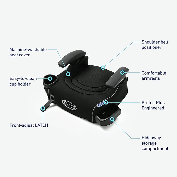 Graco® TurboBooster® LX Backless Booster with Affix Latch | Backless Booster Seat for Big Kids Transitioning to Vehicle Seat Belt (Rio)