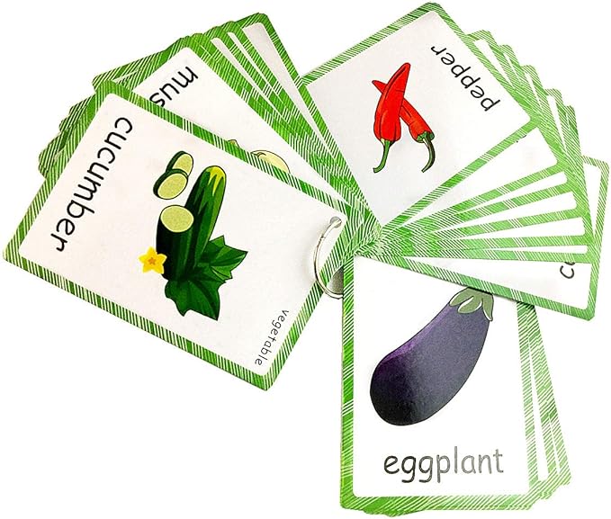 Set of Vegetables Flash Cards for Toddlers(20 pc) | Kids Learning Flashcard & Montessori Pocket Cards Toys | Perfect for Pre-K Decor Background Wall Stickers, Teacher/Autism Therapists Tools