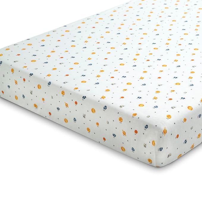 Delta Children Fitted Crib Sheets for Girls and Boys - Crib Sheet for Standard Crib and Toddler Mattresses - 28x52 Inch (Pack of 2), Space Exploration
