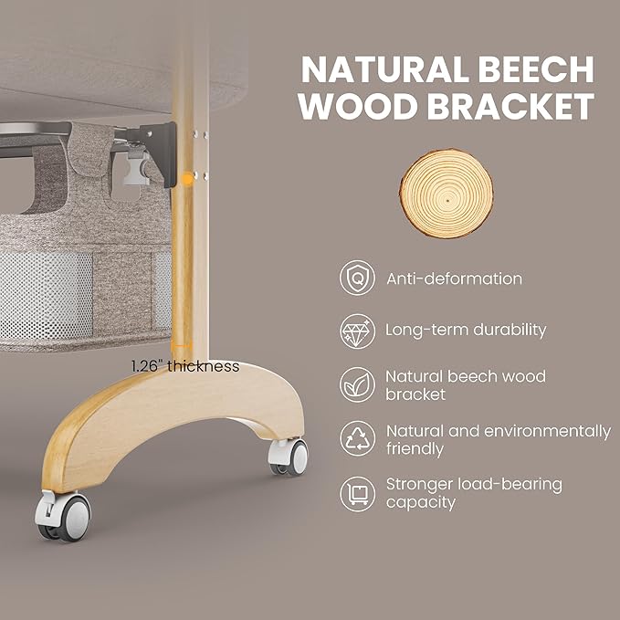 Baby Bassinet, Bedside Bassinet for Baby, 3 in 1 Adjustable Height Bedside Sleeper with Wheels, Breathable Mesh, Easy Folding Portable Crib, Rocking Mode & Storage Basket for Newborn Infants
