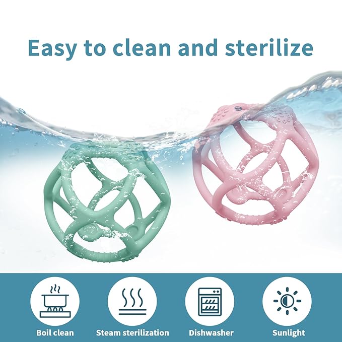 Baby Teething Toys, Silicone Babys Chew Toys for Soothing Babies Gums, Sensory Hollow Ball Teether for Babies 3+ Months,Baby Teether Toys,Baby Gifts for Girl & Boy,BPA Free