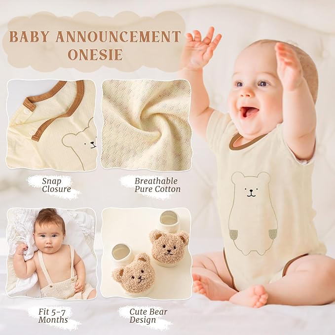 Golray 9pcs Newborn Baby Gift Baskets for Boys Girls Baby Shower, 2 Rattle/Seat Hang Toy/Blanket/Onesies/Bib/ 3D Socks/Wood Milestone/Carry Box, Neutral New Born Essential Stuff Unisex Baby Gifts Boy