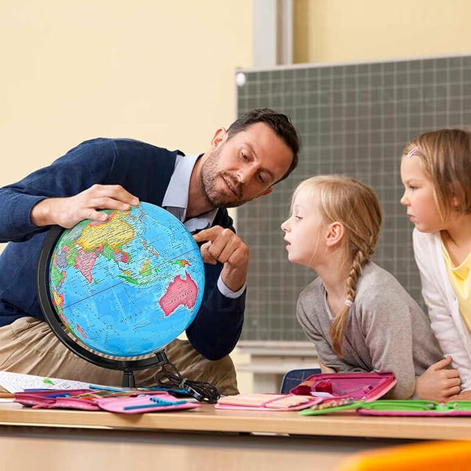 GOCHANGE Political Globe, 13in Educational Globes for Classroom, Educational Tool for Teachers, Parent, 360° Spinning Globe, Suitable for Age 8+ Children