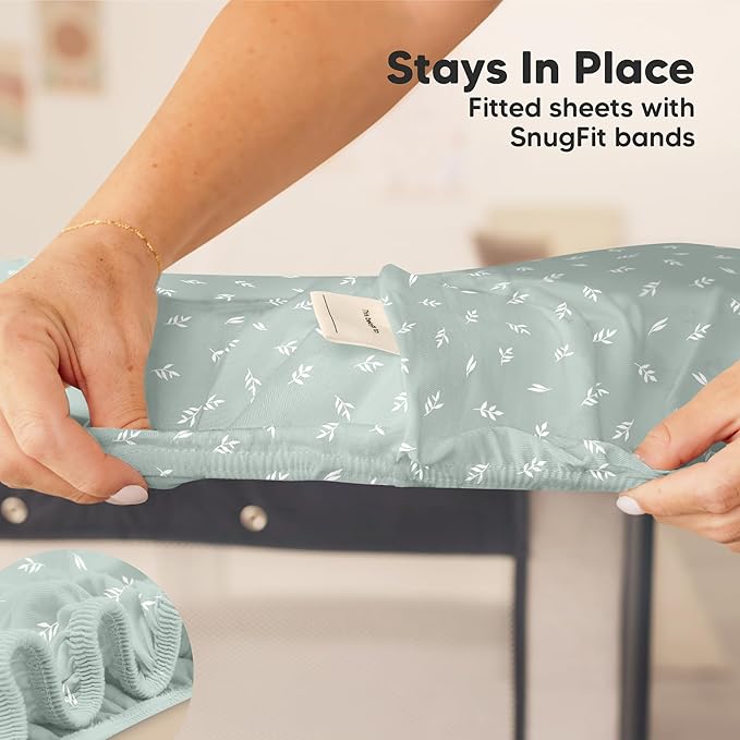 2-Pack Mini Crib Sheets Fitted - 38x26 Pack N Play Sheets for Pack and Play Mattress, Organic Cotton, Soft & Breathable Playard Bedding, Neutral Mini Toddler Bed Cover for Boys, Girls (Prairie)
