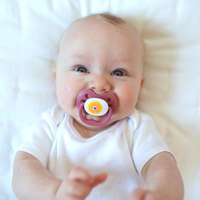 Dr. Brown's Advantage Baby Pacifier, Fully Symmetrical Soother with Soft Silicone Bulb, Lavender Love, 0-6m, BPA Free, 24 Pack