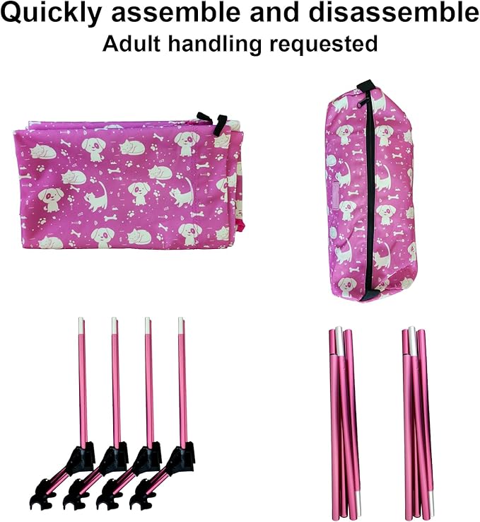 Kids Camping Cot and Toddler Travel Bed | Lightweight and Compact Cots for Sleeping | Portable Folding Cot for Toddler, Kids, Youth and Even Adults (Pink, 63" x 23.5")