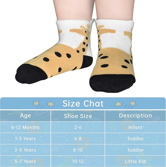 Tphon Toddler Baby Non Slip Ankle Socks with Grippers Kids Boys Girls Socks 12 Pairs for 0-7 Years Infant Children