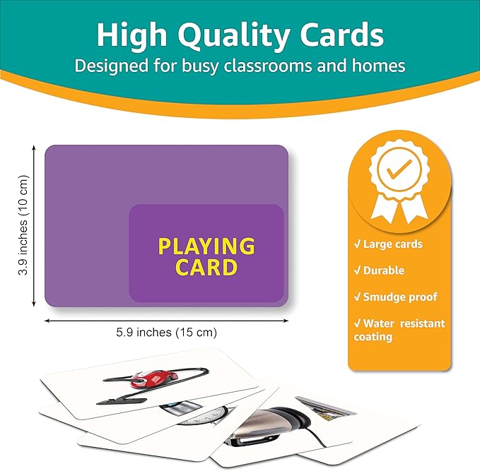 Picture My Picture Nouns Flash Card Set – Speech Therapy Tool for Vocabulary, Communication & Thinking, Scratch-Resistant with Activity Guide, Suitable for Education, ESL & ABA – Set of 200