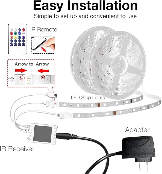 DAYBETTER 130ft Smart WiFi Led Lights, Led Strip Lights Work with Alexa and Google Assistant, App Voice Remote Control Music Sync Color Changing RGB Strip Lighting for Bedroom Room Decor, 65.6ft *2