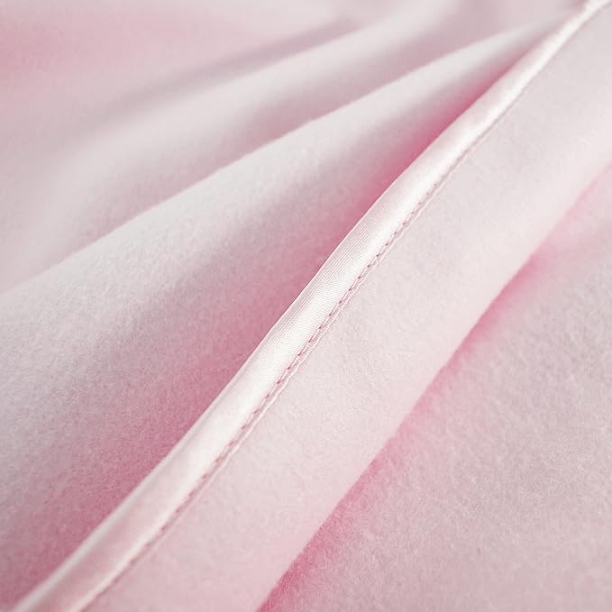 American Baby Company 2-Piece Fleece Blanket with Silk-Like Satin Trim set, Soft, Warm & Cozy, Pink and White, 30" x 30" for Boys and Girls, Perfect for Baby Carrier, Stroller, Travel and Gifting