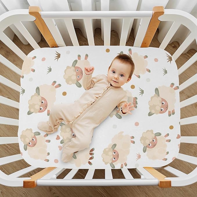 Cute Rams Crib Sheets for Neutral Bassinet Play Sheets,Sheets Toddler Bed Sheets for Baby Boys Girs 39 * 27 * 5in