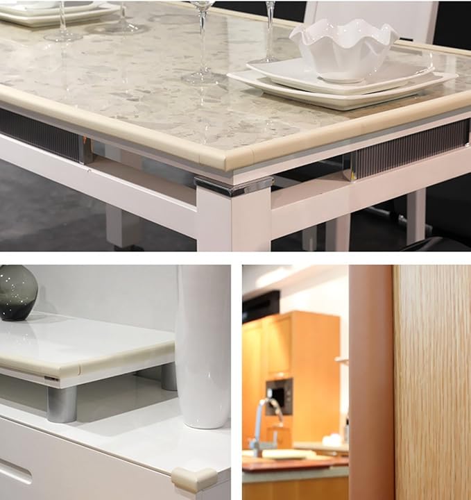 M2cbridge L Shape Extra Thick Furniture Table Edge Protectors Foam Baby Safety Bumper Guard 6.5 Ft (Off White)