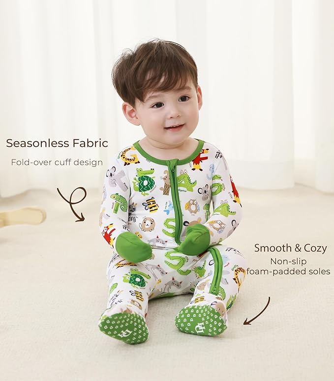 Baby Boys Girls Romper-Viscose Made from Bamboo, Long Sleeve Jumpsuits Soft Footless Rompers, Unisex