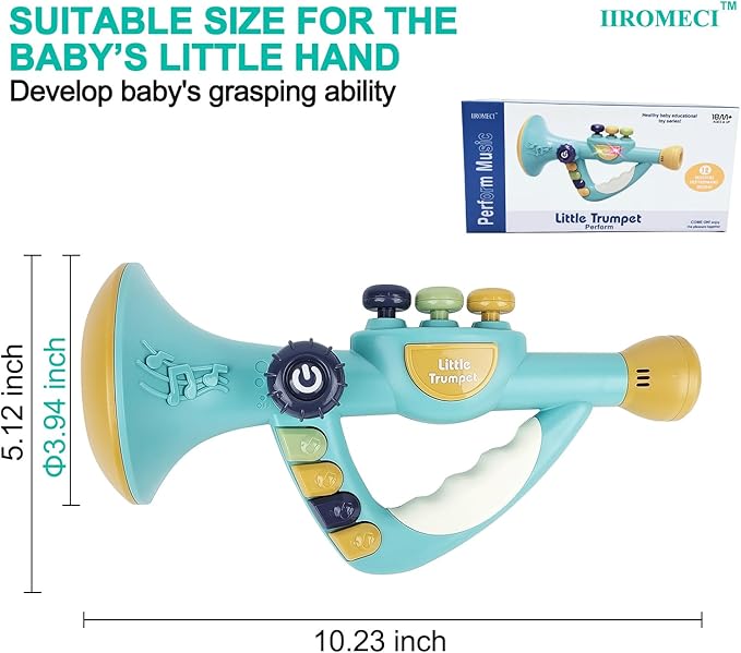 Musical Instruments Toys for Kids, Toddlers Little Trumpet and Baby Educational Toy for Girls & Boys, Ages 1-3 (Blue)