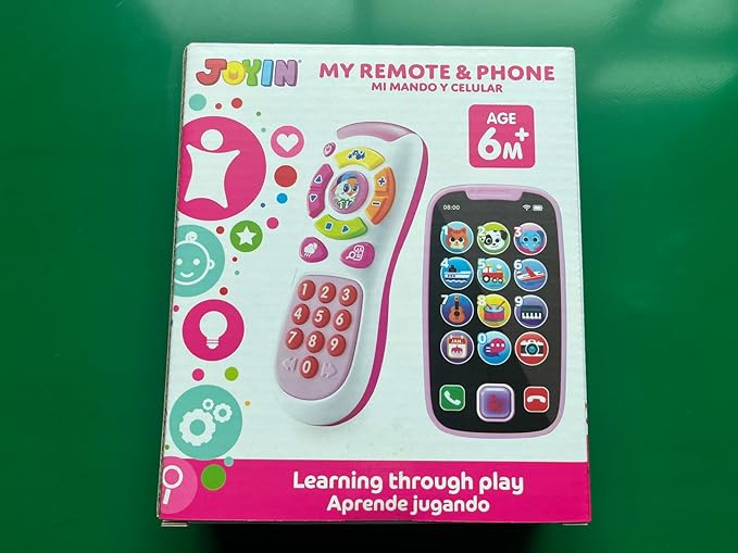 JOYIN Baby Learning Phone and Remote Toy for Toddler, Pink Smartphone Toys with Music for Infants, Kids, Girls, Holiday Stocking Stuffers, Birthday Gift