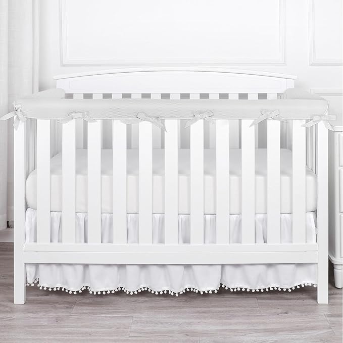 3 in 1 Crib Rail Covers for Teething,Soft Breathable Anti-Collision Crib Teething Rail Cover Edge Protector Strip(2025 New)