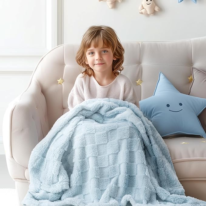 Checkered Baby Blankets Double-Sided Fleece Plush Toddler Blankets for Boys Girls, Lightweight Soft Cozy and Warm Newborn Receiving Throw for Bed, Crib, Couch, Sofa 30 x 40 Inches, Blue